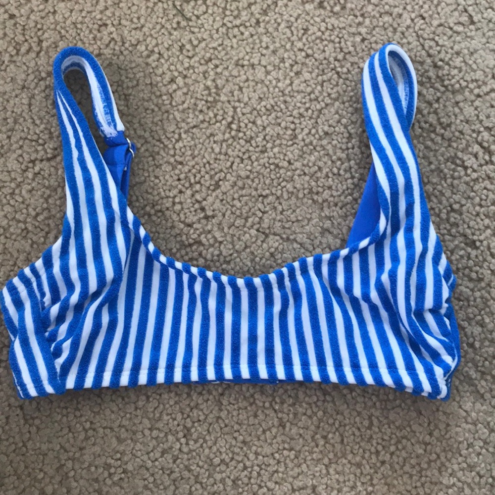 blue striped swimsuit